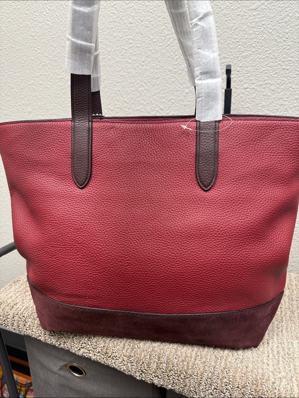 Coach Metropolitan Red and Brown Leather/Suede Tote with Front Pouch- NWT - Picture 7 of 10